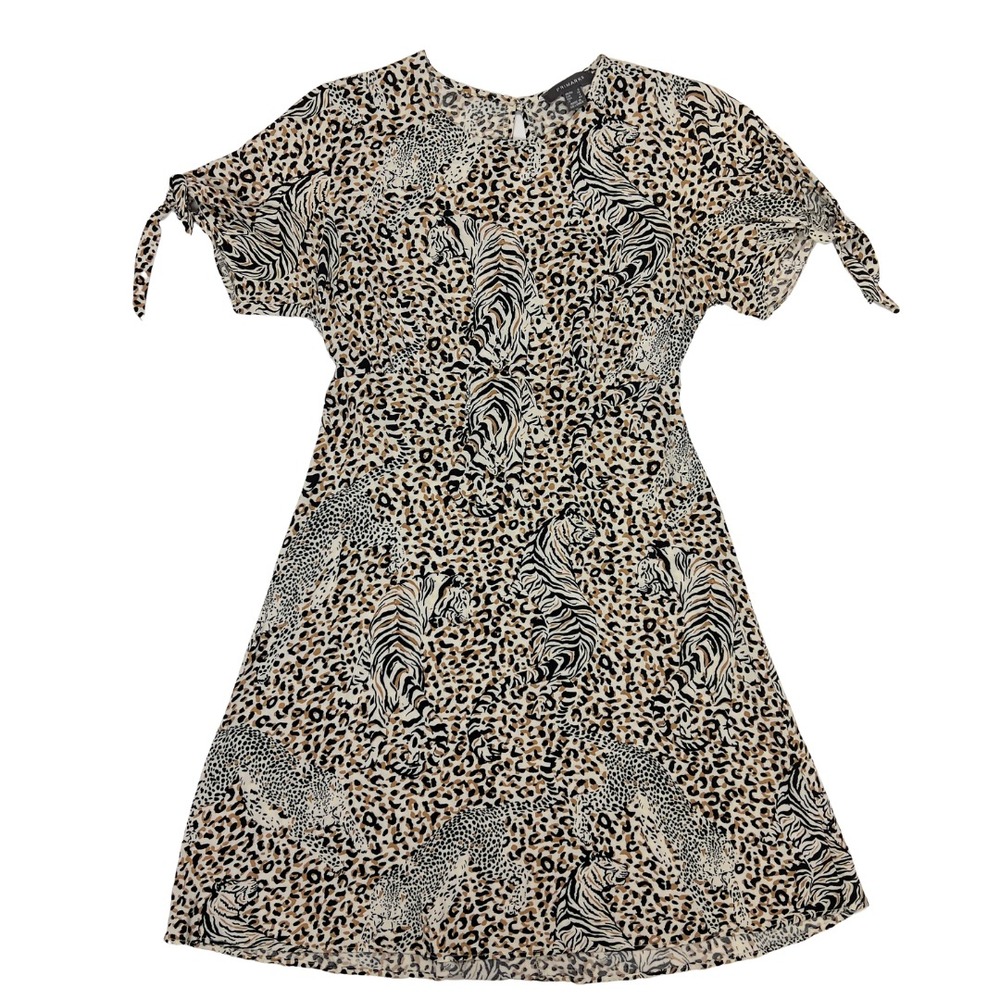 Primark Women's Short Sleeve Fit & Flare Mini Leopard Print Dress Size 4